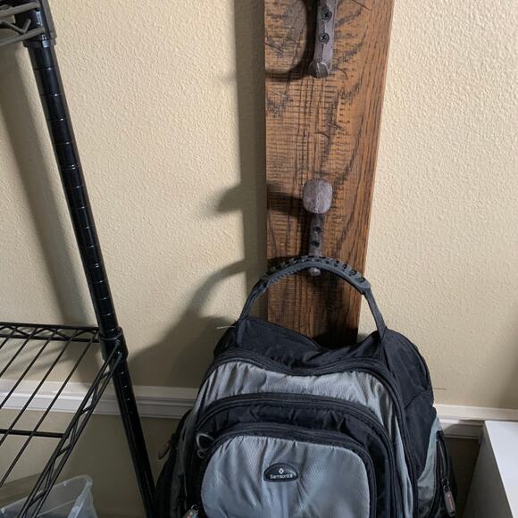Backpack Wall Rack with 3 Railroad Stakes in Rustic Farmhouse Style - Picture 7 of 7